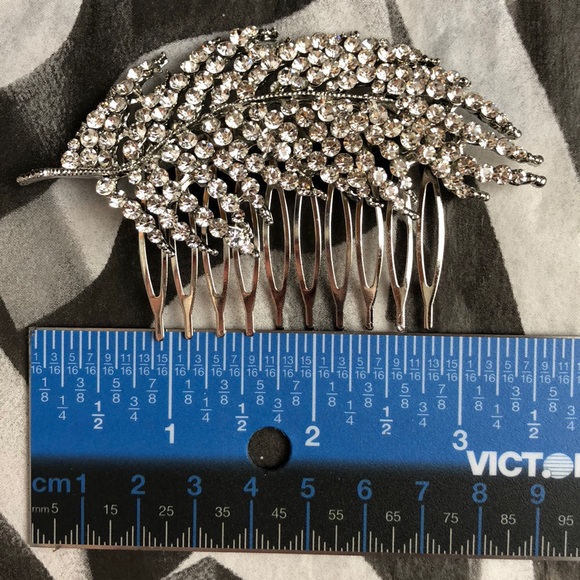 Bridal hair diamond hair leaf piece comb boho - Picture 7 of 8